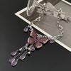 Y2K Spice Girl Roxo Diamante Borboleta Colar Mulher Luz Luxo Nicho Design de Alta Qualidade Doce Legal Indústria Pesada Clavícula Cadeia Na Moda