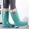 Botas de Lluvia para Mujer, Botas de Agua de Caña Alta para Mujer, Botas de Lluvia para Mujer con Forro de Lana, Zapatos de Agua Largos Engrosados, Impermeables, Antideslizantes, Resistentes a la Lluvia