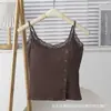 Camisola de algodón puro con botones para otoño para mujer, cómoda capa interior de encaje con un diseño dulce y picante, top versátil para llevar por fuera