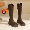 Botas Largas de Caña Ancha para Mujer Versátiles de Suela Gruesa Botas Altas 2025 Nuevo Otoño e Invierno Pequeño Jinete Forradas de Lana Cálidas para Mujer