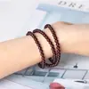 Pulseira de Garnet Natural com Múltiplos Círculos, Três Círculos, Círculo Liso para Mulheres, Joia de Contas da Fortuna, Pulseira de Jade Hetian como Amuleto da Sorte para Mulheres