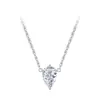 Corrente de Prata Esterlina S925 para Clavícula com Diamante Único em Formato de Gota, Luxo de Nicho para Mulheres, Corte Flor de Gelo Deslumbrante, Colar de Diamante Sintético Exquisito e Moderno