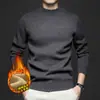 2024 novo outono e inverno masculino lã de uma peça de veludo forrado de lã cor sólida malha base camisa camisola masculina atacado