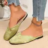 Comercio electrónico transfronterizo, talla grande, colección nueva otoño 2026, sandalias tipo babucha cerradas de estilo francés para mujer, mules para exterior con estampados