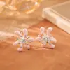 Brincos Fogos de Artifício de Zircônia com Gotejamento de Óleo Branco, Super Delicados, Modernos, Frescos e Doces, Brincos Exquisitos e Versáteis para o Dia a Dia