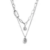 Estilo Frío ~ Collar con Colgante de Cadena Apilada de Doble Capa para Mujer Todo Fósforo ins Accesorios Hip-Hop Diseño de Nicho Cadena para la Clavícula