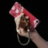 [Combinación Perfecta] Cadena para Teléfono Estilo Sándalo Verde con Colgante de Loto de Palo de Rosa, Colgante para Bolso, Regalo Creativo