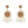 E13770 Pendientes Dulces de Rafia Colorida de Verano Nuevo Estilo Festivo Pendientes de Concha para Viaje