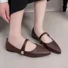 Zapatos Mary Jane de mujer con punta fina, nueva colección otoño 2026, piel suave estilo francés, elegantes y chic, con suela blanda y apertura poco profunda, zapatos planos