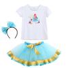 Conjunto de Verão Infantil com Manga Curta + Saia Curta, Camisa Cartoon Infantil de Tamanho Pequeno e Médio, Conjunto Tendência de Verão Infantil, Conjunto para Menina
