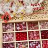 Cuentas de vidrio con grietas de hielo rojas para Año Nuevo, cuentas de bambú hechas a mano, collares, pulseras y accesorios de joyería.