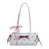 Bolsa Estilo Coreano de Aparência Sofisticada com Laço para Mulheres 2026 Verão Novo Estilo Bolsa de Ombro Único para Axila Moda Bolso Pequeno de Mão com Bolinhas