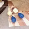 Pendientes Retro de Gota de Agua Estilo Hong Kong, Clip para Orejas No Perforadas, Pendientes de Nicho de Alta Gama para Mujer, Clips para Orejas de Bobina de Mosquito