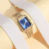 Atacado de Fábrica de Novos Produtos da Moda: Mostrador Quadrado com Marcadores Cravejados de Diamantes, Relógio de Pulso Feminino de Aço com Design Levemente Luxuoso, Disponível para Dropshipping