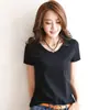 Camiseta de manga curta coreana feminina verão nova camiseta de algodão slim-fit feminina gola redonda top coreano camisa base para todos os jogos