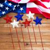 Decoração de Estrela de Cinco Pontas para o Dia da Independência Americana Vermelho, Branco e Azul Estrela de Cinco Pontas Palito Recortes Decoração de Festa de Feriado do Dia da Independência