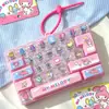 Llavero de teclado mecánico de dibujos animados de Sanrio, colgante de tecla lindo y antiestrés, accesorios para mochila de Kuromi y My Melody