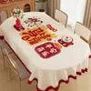Mantel de Año Nuevo, lavable, impermeable, a prueba de aceite, tapete de mesa, mantel decorativo del Año del Caballo, arreglo de ambiente de Año Nuevo, tapete protector de mesa