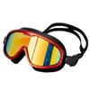 Gafas de natación de montura grande de moda electrochapadas al por mayor, gafas de natación impermeables de alta definición para adultos, equipo de natación de silicona, venta directa del fabricante