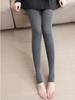Leggings Grossos Quentes com Forro de Fleece para Outono e Inverno, Cintura Alta, Algodão Penteado Canelado com Listras Verticais e Passadores de Pé Integrados