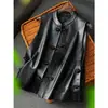 Chaqueta corta de cuero 2026 nuevo estilo chino con cierre de botón, cuello mao tradicional, sin mangas, chaleco con abertura lateral, prenda de abrigo para mujer
