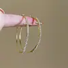 Brincos Argola Cruzados Piscantes Exagerados para Mulheres, Tendência Moda Outono/Inverno Brincos Argola Dourados