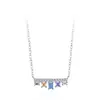 Conjunto de Collar y Anillo de Plata de Ley S925 Lujo Ligero con Circonita de Colores para Mujer, Conjunto Geométrico de Circonita de Nicho Ins de Alta Gama Exquisito para Mujer