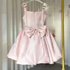 Vestido transfronterizo europeo y americano para niña, vestido de princesa rosa de satén con tirantes, atuendo de tul para actuación de anfitriona de cumpleaños infantil