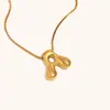 Collar de Diseño de Nicho de Moda Transfronterizo Ins Europeo y Americano Acero Inoxidable Chapado en Oro de 18 Quilates Collar con Letras de Burbuja de Alta Gama para Mujer
