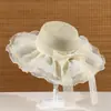Sombrero de Paja Estilo Francés Ondulado para el Sol para Mujeres al Aire Libre en Verano, de Alta Gama, Ala Ancha, Lazo de Encaje, Protección Solar