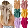 Pinza para el pelo grande de clip de resorte con lazo de satén popular transfronterizo, pasador de color sólido para mujeres, accesorios para el cabello