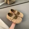 Nuevos Zapatos Planos Retro Mary Jane de Punta Redonda con Suelas Blandas 2026 Para Usar en Primavera y Otoño Zapatos Individuales de Terciopelo con Una Correa para Mujer Birkenstock Dos