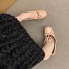 Zapatos de Ballet Rojos Estilo Francés con Tacón Oculto para Uso en Exteriores, Nuevos Zapatos de Solapa Poco Profunda con Lazo Individual para Mujer 2025
