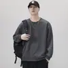 Camiseta de Manga Longa para Homens, Moletom Pesado de Gola Redonda Cor Sólida, Solta e Versátil, Camada Base Outono 2026