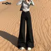 Jeans Negros de Pierna Ancha para Mujer Otoño e Invierno 2025 Nuevos de Cintura Alta Sueltos para Figura Pera No se Pegan a la Pierna Acampanados de Largo Hasta el Suelo