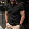 Camiseta Transpirable de Manga Corta de Verano Estilo Ins Europeo y Americano para Hombre, Camisa Polo Deportiva de Botones