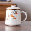 Taza de Té de Jadeíta, Taza Cerámica Paisaje Cultural y Creativo para Oficina, Taza con Separación de Té y Agua, Vaso de Agua, Souvenir de Negocios para Empresa