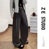 Pantalones de pierna ancha de espiga para mujer, Nuevo estilo Otoño y Primavera 2026, Color avena, Lana, Holgados, Estilo traje, Casual