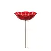 Bebedero para pájaros con forma de pétalo rojo, cuenco para baño de pájaros en el paisaje del jardín, comedero para pájaros para exteriores de la fábrica de origen