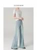 Días de Primavera Relajados/Jeans de Pierna Ancha Acampanados de Cintura Alta para Mujer en Color Claro, Corte Holgado, Pantalones Largos hasta el Suelo, Talla 26, Nueva Colección de Primavera