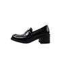 Zapatos Clásicos de Cuero Negro Zapatos de Uniforme Jk Nuevos Versátiles para las Cuatro Estaciones Estilo Preppy Tacón Medio Grueso Mocasines de Cuero Patentado de Vaca