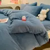 Ins terciopelo de leche juego de cuatro piezas color sólido dos tonos doble cara forro polar funda nórdica sábana de forro polar para bebé franela juego de tres piezas para dormitorio