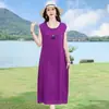 Vestido de algodão e seda sem mangas para mulheres, novo estilo de verão, camisola de algodão e seda de alta qualidade e da moda, adequado para usar em casa e ao ar livre, vestido regata de algodão artificial
