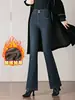 1031 Jeans de Microcampana para Mujer de Invierno de Edad Media Pantalones Gruesos con Terciopelo para Mujer Madre de Edad Media Cálidos de Cintura Alta Adelgazantes