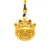 Colgante Ruyi Atrae Riqueza y Tesoro Gato Lindo y Más Fácil de Combinar Oro Gato Arena Oro Esmalte Artesanía Collar Collar Clavícula para Novia