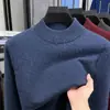 Suéter de lana de cuello alto medio para hombre transfronterizo, nuevo suéter de punto casual de otoño e invierno, engrosado y cálido, adecuado como capa interior