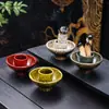Decoración de Atmósfera Cerámica Transfronteriza Portavelas Plato Madera Peruana Creativa Madera Sagrada Soporte para Quemar Salvia