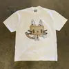 Camiseta de verano de algodón puro con estampado de gato retro americano lindo, corte holgado, diseño de nicho, manga corta para niños y niñas