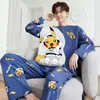 Pijama para adolescentes, conjunto casual de manga larga con dibujos animados para hombre, primavera y otoño, ropa para dormitorio de estudiante de secundaria, ropa de estar para otoño e invierno, conjunto de dos piezas