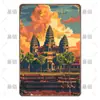 Letrero de Lata Decorativo de Paisajes de Viajes Retro Europeos y Americanos Transfronterizos, Letreros Metálicos de Monumentos de Ciudades Antiguas Famosas de Varios Países